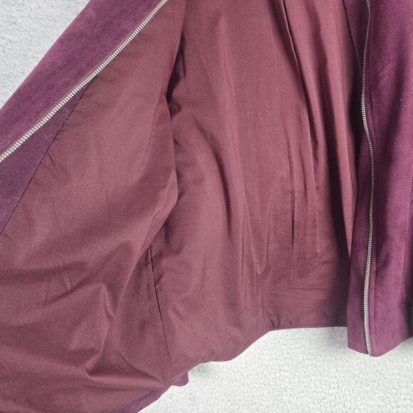 Chicos Purple Faux Suede Mixed Media Moto Jacket Size 2 Zip Pockets Lined - Picture 8 of 13
